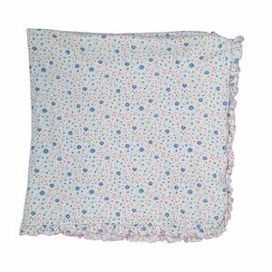 2019 Kissy Kissy Pink & Blue Floral Ruffle Lovey Security Blanket 26" X 25"